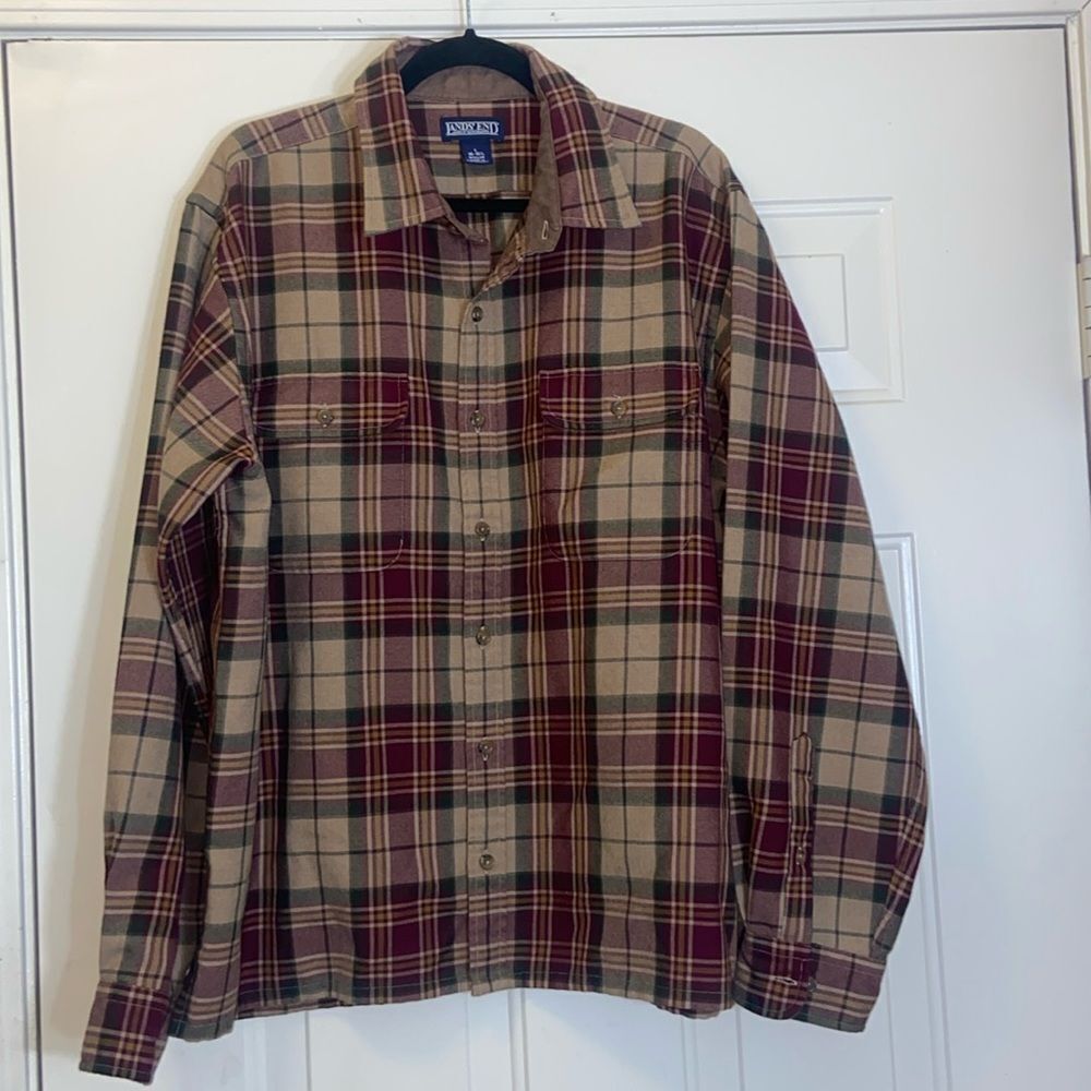 Vtg,Lands End Direct Merchants Wool Men Shirt Size L